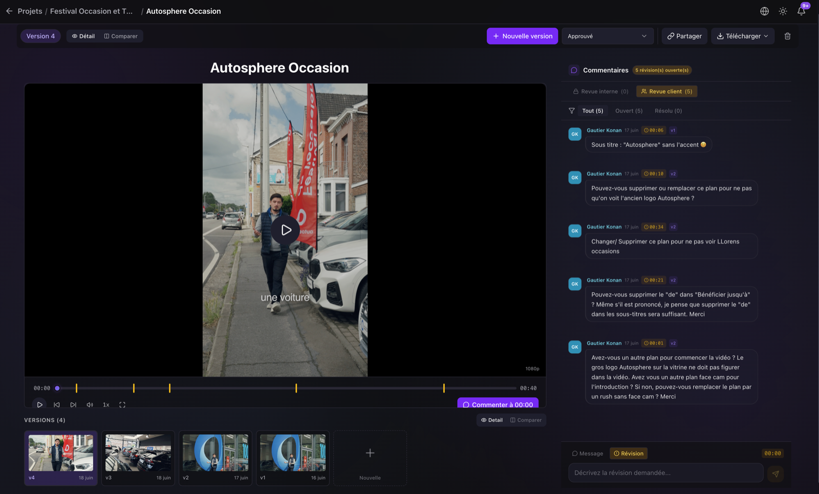 Review vidéo Fryve — lecteur avec commentaires timecodés